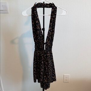 🌿 SHEIN Black Floral Backless Romper